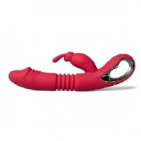 Thrusting Rabbit Vibe. 12 Thrusting & 12 Vibrating Functions, Heating, Silicone, Rechargeable, RED